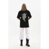 Unisex Baskılı Oversize T-Shirt - Siyah