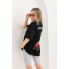 Unisex Baskılı Oversize T-Shirt - Siyah