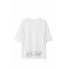 Unisex Bisiklet Yaka Baskılı Oversize T-Shirt - Beyaz