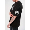 Unisex Bisiklet Yaka Baskılı Oversize T-Shirt - Siyah