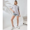 Unisex Bisiklet Yaka Baskılı Slim Fit T-Shirt - Boyalı Gri