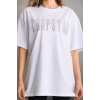 Unisex Taş Desenli Oversize T-Shirt - Beyaz