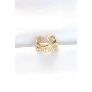 2li Görünümlü Zirkon Taşlı Gold Renk Ayarlanabilir Bombe Yüzük