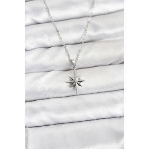 316L Çelik Zincir Gümüş Renk Kutup Yıldızı Model Kadın Kolye