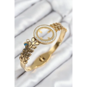 316L Çelik Zirkon Taşlı Çeyrek Takılabilir Gold Renk Kelepçe