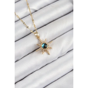 316L Çelik Zirkon Taşlı Kutup Yıldızı Model Gold Renk Kadın Kolye