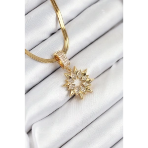 316L Çelik Zirkon Taşlı Yıldız Model Gold Renk Kadın Kolye