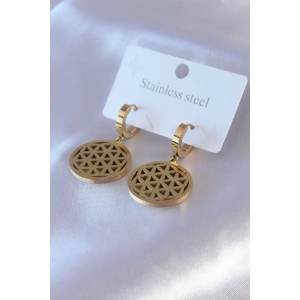 316L Çelik Gold Renk Lotus Model Kadın Küpe