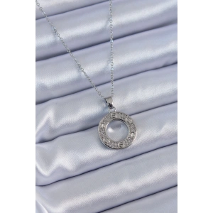 316L Çelik Gümüş Renk Zirkon Taşlı Model Kadın Kolye