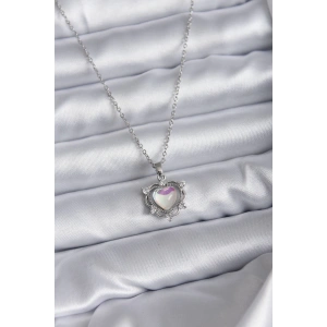 316L Çelik Zincir Gümüş Renk Kalp Model Kadın Kolye