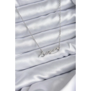 316L Çelik Zincir Gümüş Renk Atatürk İmza Figür Kadın Kolye