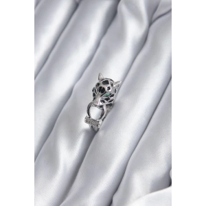 Gümüş Renk Kaplan Model Zirkon Taş Detay VİP Kadın Yüzük