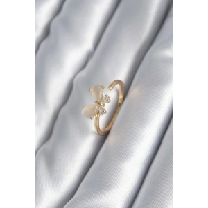 Pirinç Gold Renk Zirkon Taş Detay Kelebek Model Kadın Yüzük