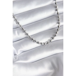 Pirinç Gümüş Renk Topçuk Detay Kadın Kolye