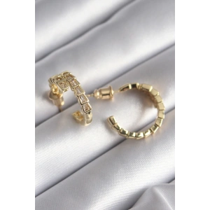 Pirinç Gümüş Renk Zirkon Taşlı Yılan Model Kadın Küpe