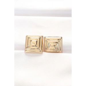 Pirinç Gold Renk Kare Form Küpe