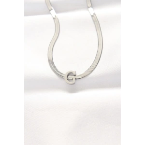 316L Çelik G Harfli Silver Renk İtalyan Zincirli Kolye