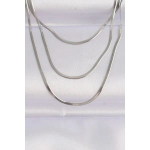 316L Çelik Gümüş Renk İtalyan Zincir Çoklu Kolye