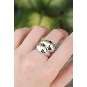 Pirinç Gümüş Renk Ayarlanabilir Damla Yüzük