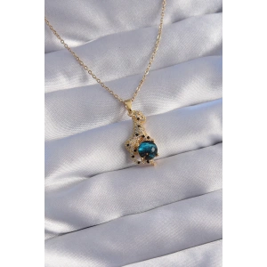 316L Çelik Zincir Gold Renk Zirkon Taşlı Panter Figürlü Gezegen Kolye