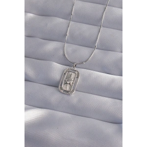 316L Çelik Zincir Gümüş Renk Zirkon Taşlı Tarot Kolye