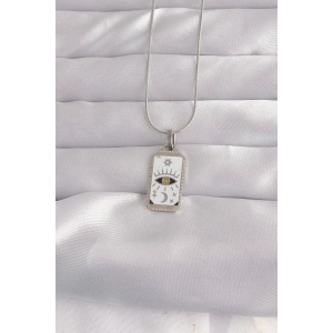 316L Çelik Gümüş Renk Beyaz Mineli Göz Figür Tarot Kolye