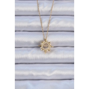 316L Çelik Zincir Altın Renk Zirkon Taşlı Parlayan Yıldız Kolye