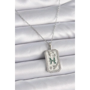 316L Çelik Gümüş Renk Zincir Balık Burcu Zirkon Taşlı Kadın Kolye