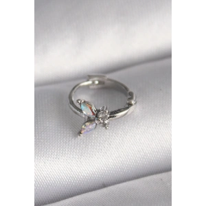 316L Çelik Gümüş Renk Zirkon Taşlı Kelebek Model Tragus Piercing
