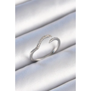 Pirinç Gümüş Renk Zirkon Taşlı Kadın Yüzük