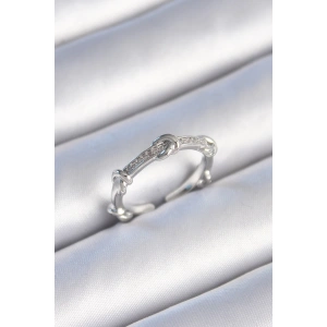 Pirinç Gümüş Renk Zirkon Taşlı Düğüm Model Kadın Yüzük