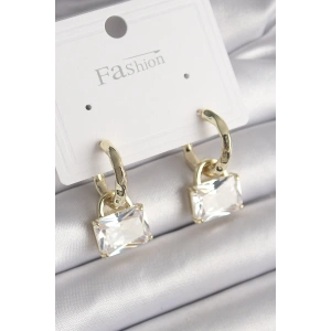 Pirinç Gold Renk Sallantı Zirkon Taşlı Çanta Model Kadın Küpe