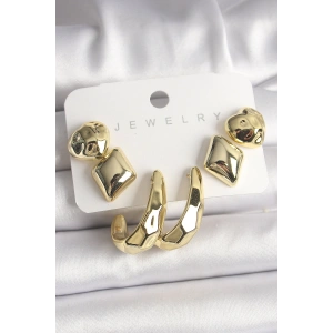 Gold Renk Kalp Halka Model CCB Plastik Kadın Küpe Seti