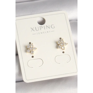 Pirinç Gold Renk Zirkon Taşlı Çiçek Model Xuping Kadın Küpe