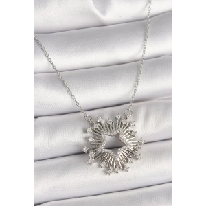 316L Çelik Gümüş Renk Zirkon Taşlı Yıldız Model Kadın Kolye