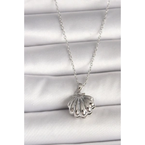 316L Çelik Gümüş Renk Zincir Açılır İncili Midye Model Kadın Kolye