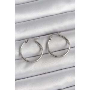316 Çelik Gümüş Renk 22 mm Halka Model Kadın Küpe