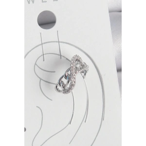 Pirinç Gümüş Renk Zirkon Taşlı Zincir Sonsuzluk Model Kadın Kıkırdak Küpe