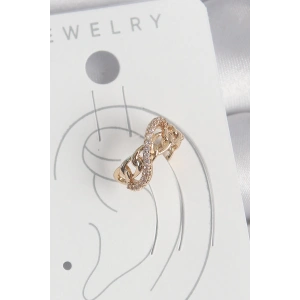 Pirinç Gold Renk Zirkon Taşlı Sonsuzluk Zincir Model Kadın Kıkırdak Küpe