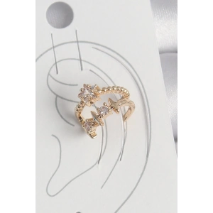 Pirinç Gold Renk Zirkon Taşlı Yıldız Model Kadın Kıkırdak Küpe