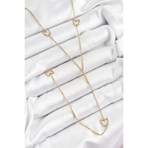 316L Çelik Kelebek Figürlü Y Model Gold Renk Kadın Kolye