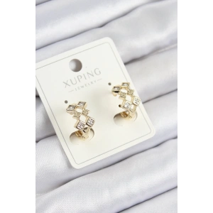 Xuping Zirkon Taşlı Baklava Model Gold Renk Kadın Küpe