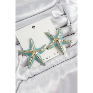 Pirinç Turkuaz Deniz Yıldızı Model Vintage Kadın Küpe