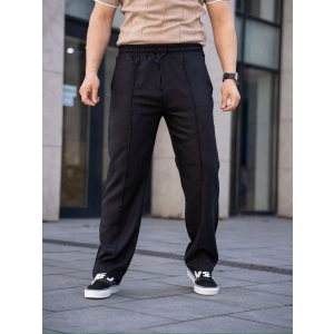 Erkek Keten Cepli Çıma Dikişli jogger Buggy Pantalon Rahat kalıp - Siyah