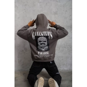 Erkek Paradise Baskılı Kapüşonlu Sweat - Gri