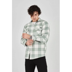 Erkek Uzun Kollu Oduncu Gömlek - Mint yeşili