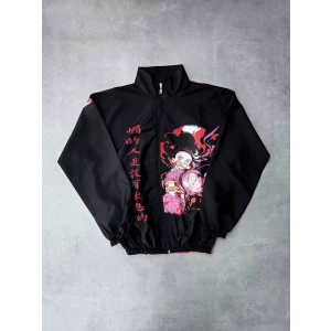 Fermuarlı Dijital Baskılı Rüzgarlık - Siyah