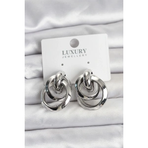 Gümüş Renk Halka Model Pirinç Kadın Küpe