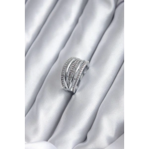 Gümüş Renk Zirkon Taşlı KAdın Yüzük