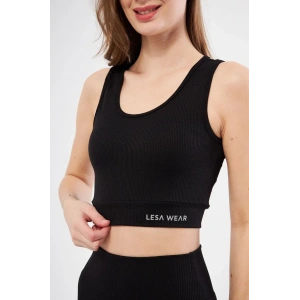 Kadın Fitilli Baskılı Crop - Siyah